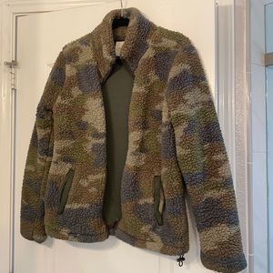 Camo green teddy zipper jacket